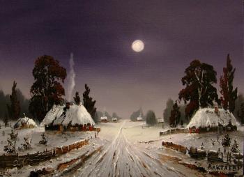 Winter evening on the farm. Laktaev Roman