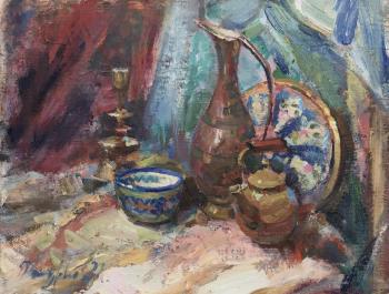 Still life with a jug and ceramics. Zhmurko Anton