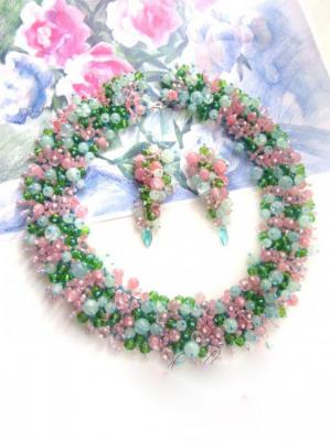Set of jewelry "Pink bouquet" (Evening Necklace). Lavrova Elena