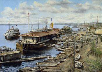 Old piers on the Volga river. Degtyaryov Aleksandr