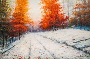 On a snowy road in November