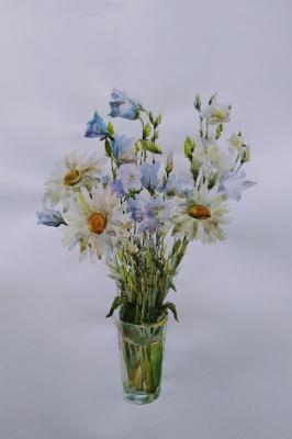 Bouquet with daisies and bluebells
