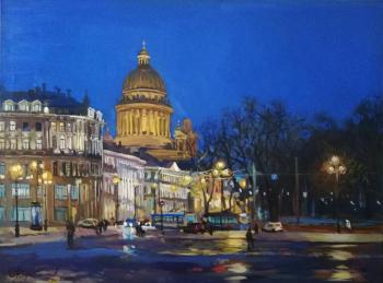 Night. View of St. Isaac's Cathedral. Korabelnikov Aleksey