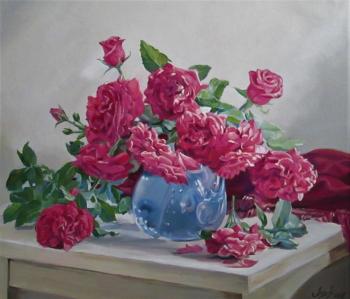 Roses in a glass jug