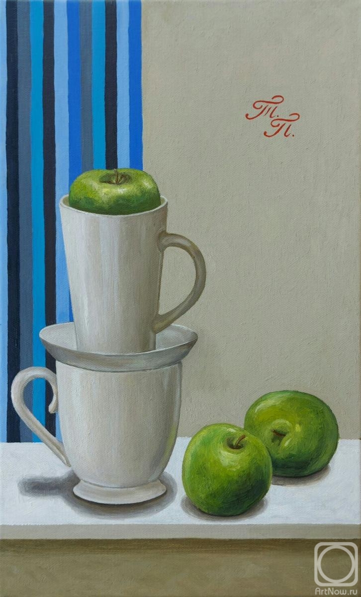 Popova Tatyana. Two mugs and three apples