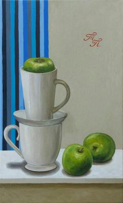 Two mugs and three apples. Popova Tatyana