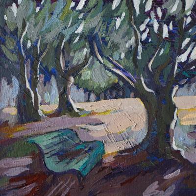 In the olive trees shade