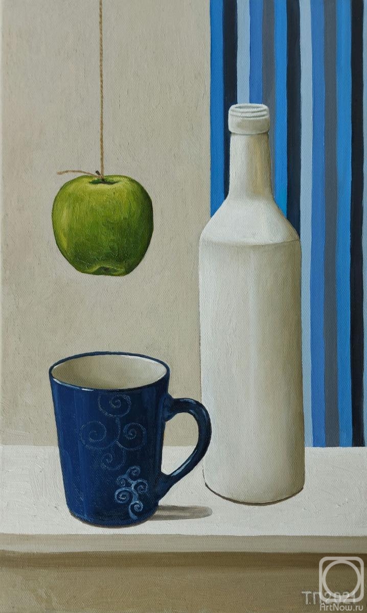 Popova Tatyana. Blue mug and apple