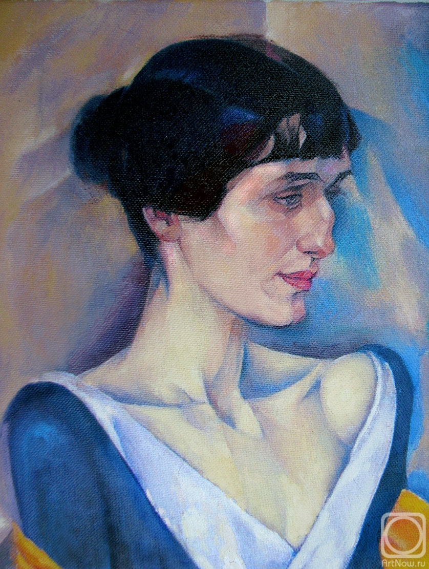 Bortsov Sergey. Portrait of A. Akhmatova by Nathan Altman" (fragment of a copy)