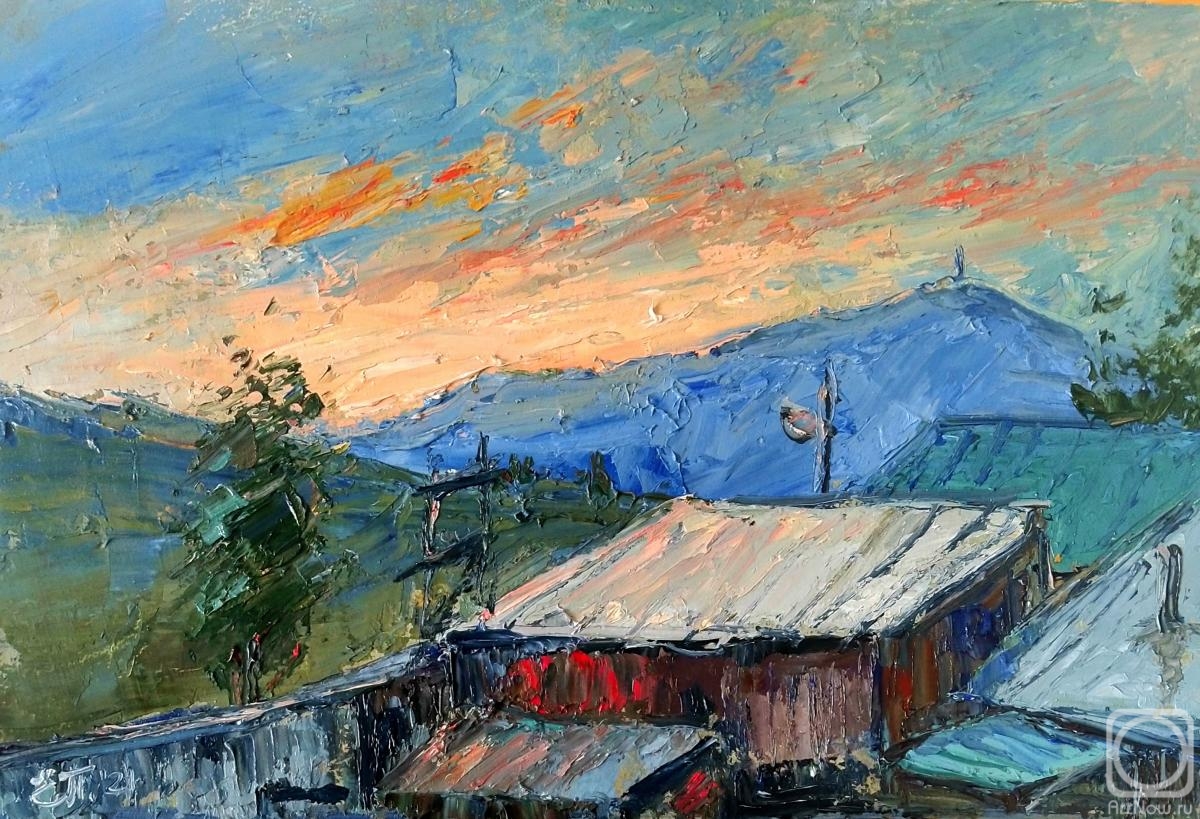 Polyudova Evgeniya. Roofs at sunset. Sim