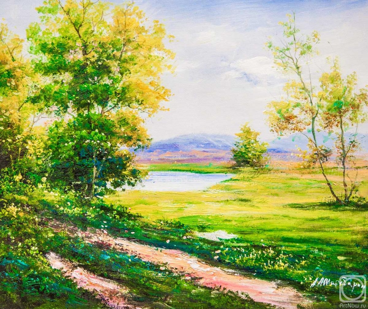 Sharabarin Andrey. Summer day. View of the lake and mountains