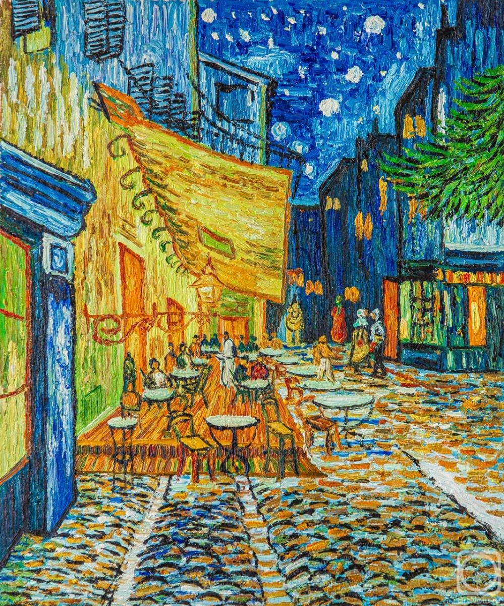 Vlodarchik Andjei. Copy of a picture of Van Gogh. A terrace of night cafe Pleis du Forum in Arles