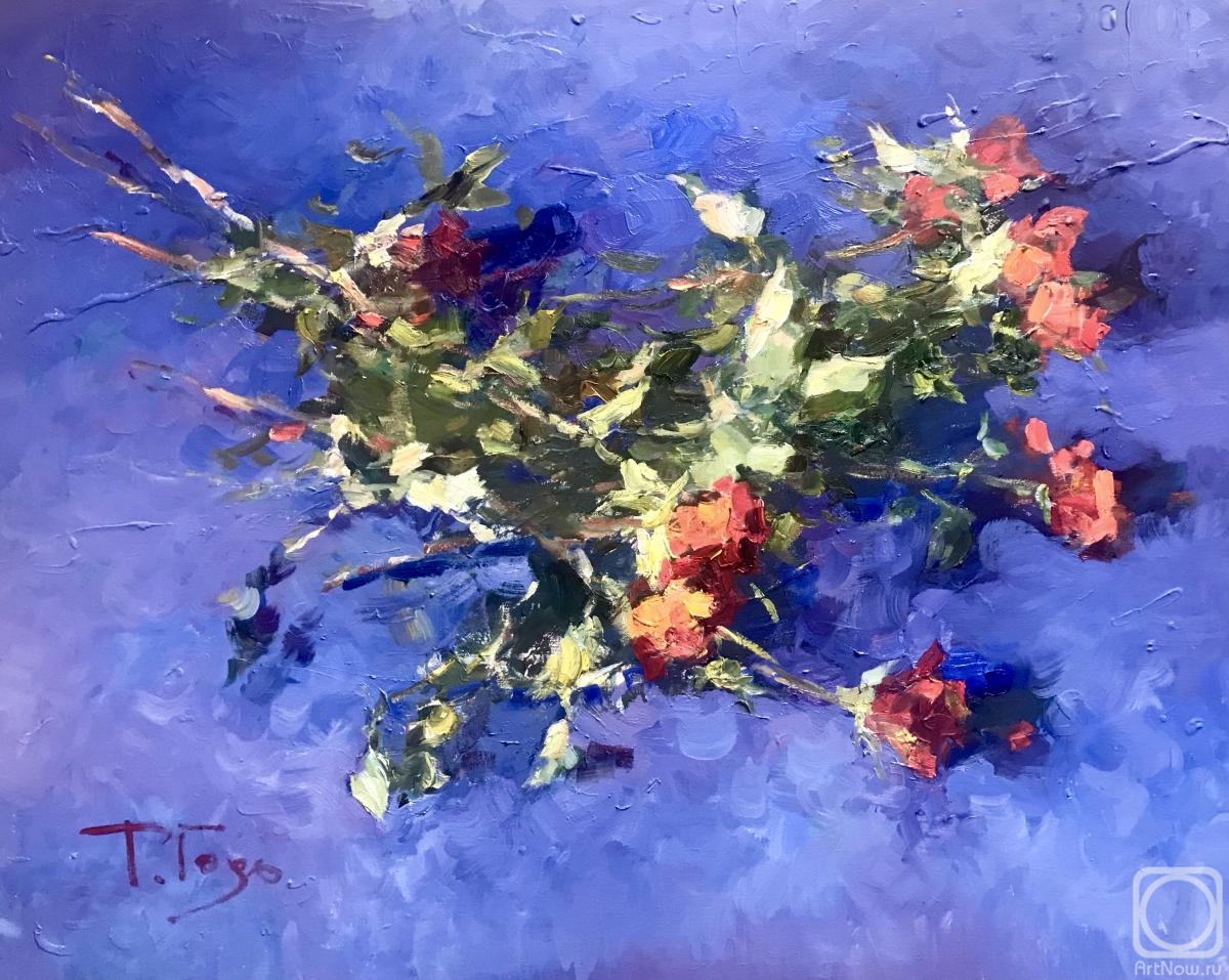 Godovalnikova Tatiana. Roses on blue