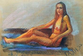 Seated girl # Ts (Naked Girl Sitting). Dobrovolskaya Gayane