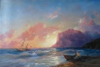 A copy of the painting by I. K. Aivazovsky " The Sea. Koktebel"
