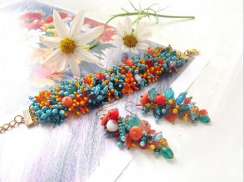 Set of jewelry "Summer meadow" (Beaded Earrings). Lavrova Elena