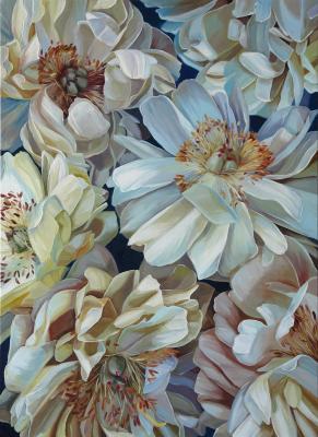 White and beige peonies