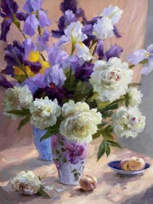 Irises and peonies. Nikolaev Yury