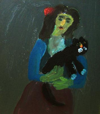 Gypsy woman with a cat. Jelnov Nikolay
