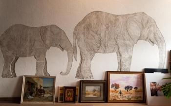 Sgraffito "Elephants" (Decorative Plaster). Astapchikova Viktoriya