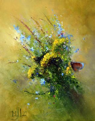 Yellow flowers of September (Tansy Chicory). Medvedev Igor