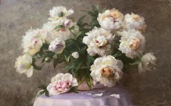 The bouquet is on the table.Peonies (To The Table). Nikolaev Yury