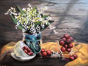 Cherries and lilies of the valley. Voloshina Ekaterina