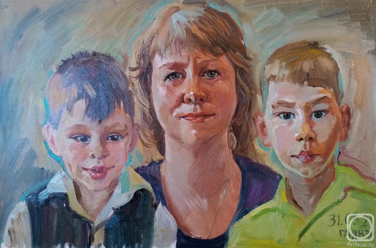 Dobrovolskaya Gayane. Mom and two sons, from nature
