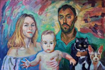Family, from nature and with a photo (Portrait Of A Family). Dobrovolskaya Gayane
