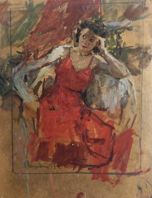 Sketch for the portrait of Lydia Brodskaya (Reshetnikov). Reshetnikov Fyodor
