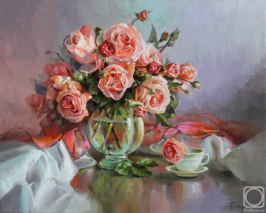 Rogozina Svetlana. Still life with pink roses