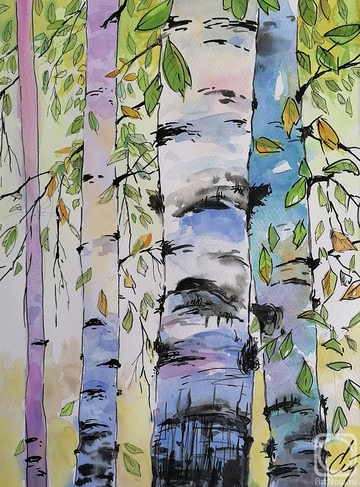 Stuliev Leonid. White birch trees