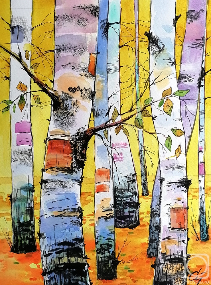 Stuliev Leonid. Yellow birch trees