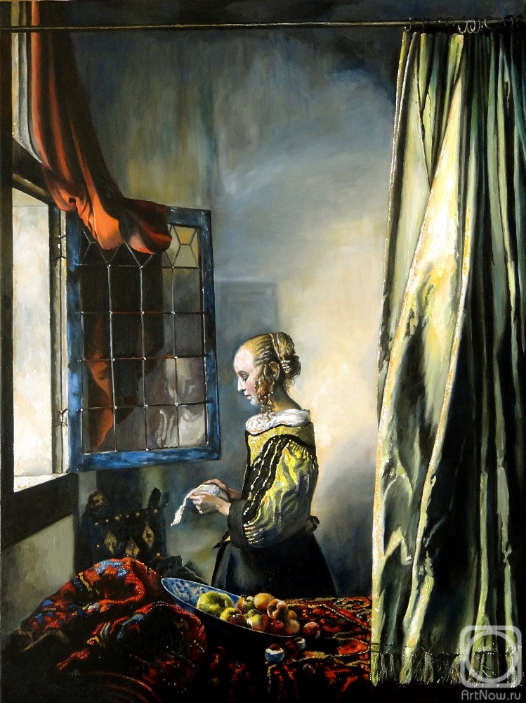 Soloviev Leonid. opy of Vermeer's painting "A girl reading a letter at an open window"