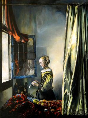 opy of Vermeer's painting "A girl reading a letter at an open window" (Portrait Of Fruit). Soloviev Leonid