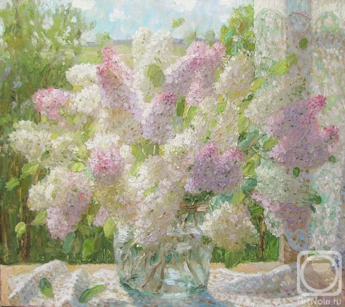 Zundalev Viktor. A bouquet of lilacs by the window