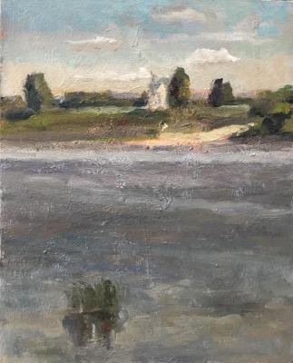 Volkhov River, view of the Rurik Settlement (etude). Chistiakov Vsevolod