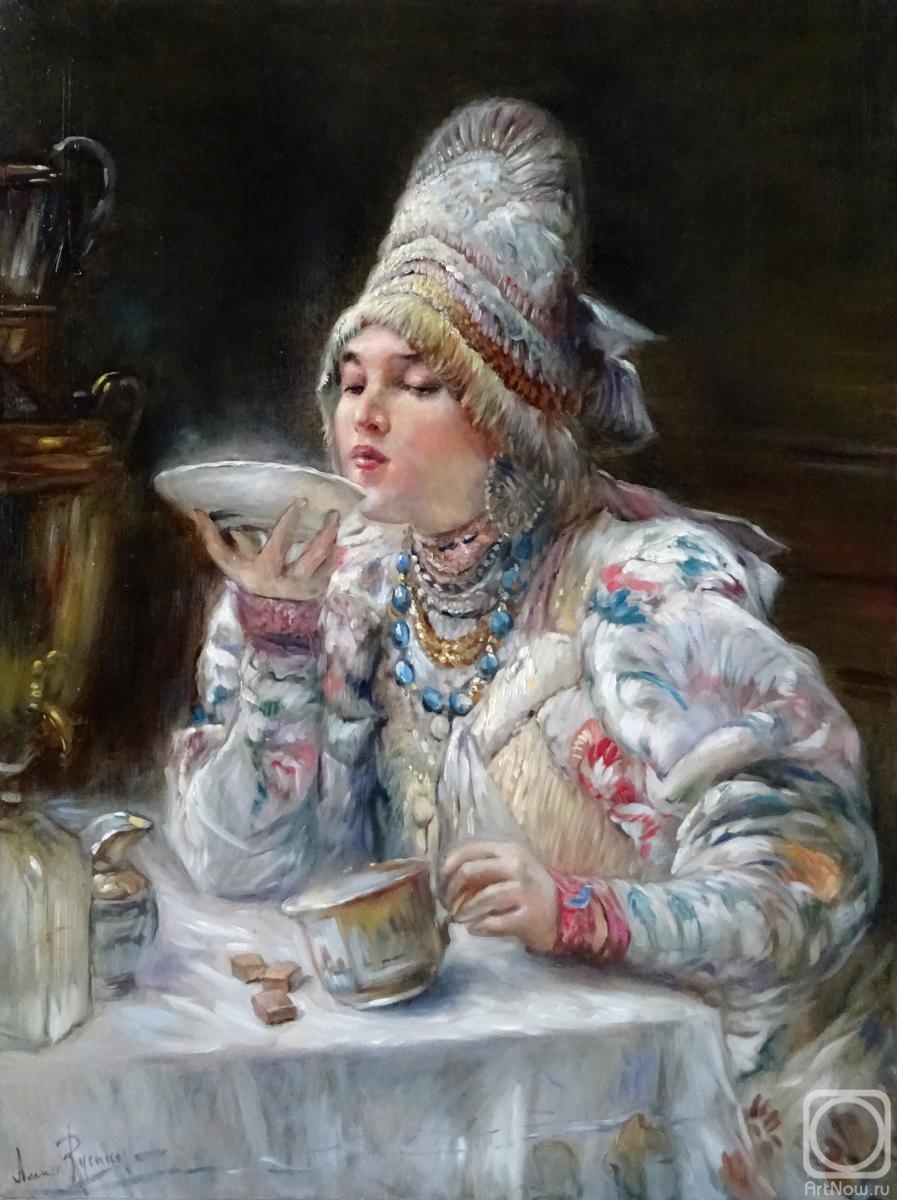Rychkov Aleksey. A copy of the painting by K. Makovsky "At tea"