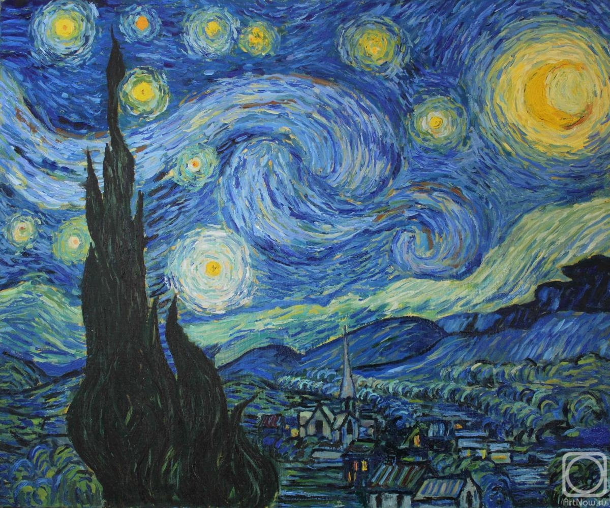 Korepanov Alexander. Attempt to copy Vincent Van Gogh's Starry Night