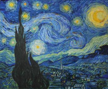 Attempt to copy Vincent Van Gogh's Starry Night (Vangogh). Korepanov Alexander