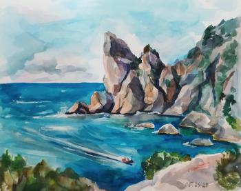 Crimean watercolors - Novy Svet, Golubaya Bay (Buy Watercolors). Ripa Elena