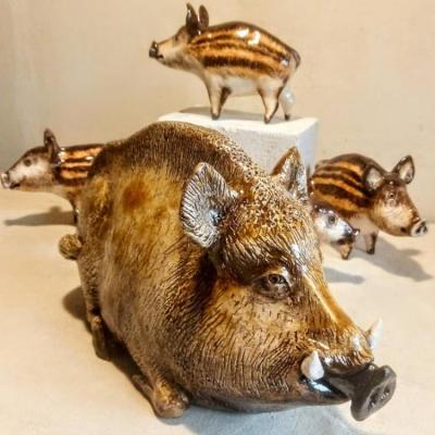 The Boar family (Wild Boars In The Forest). Kuznetsova Margarita