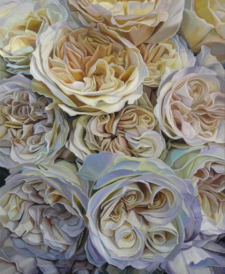 White peony-shaped roses