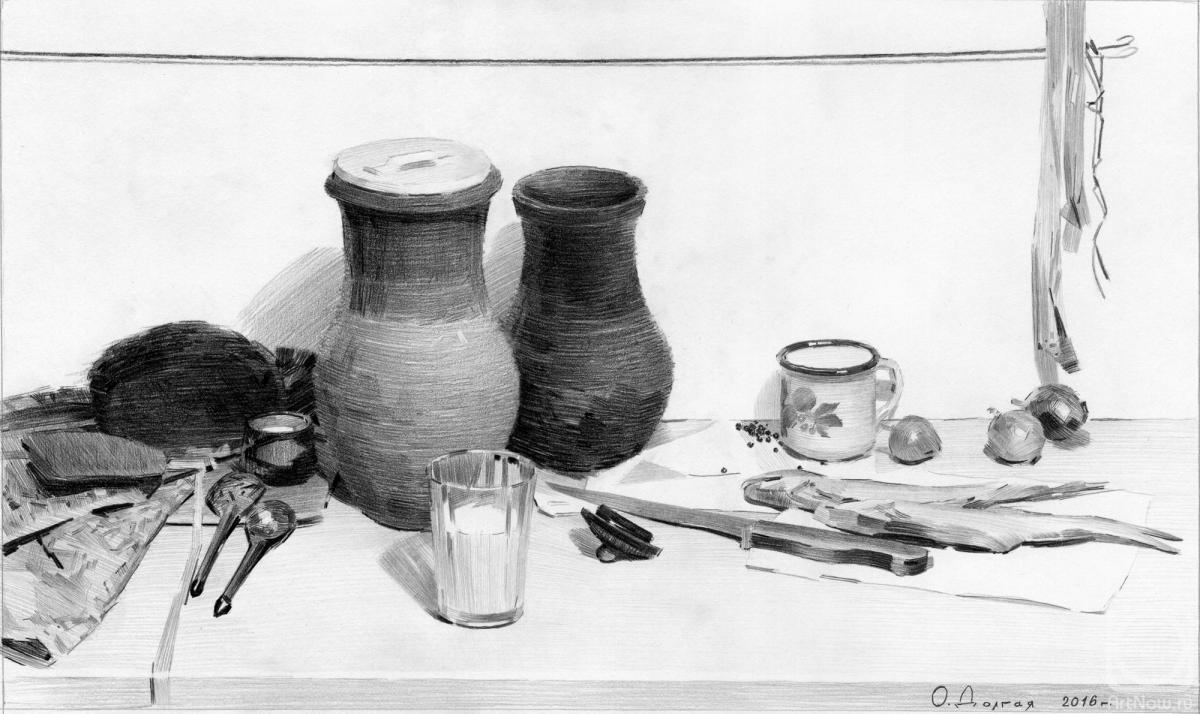 Dolgaya Olga. Drawing for the painting Bowl