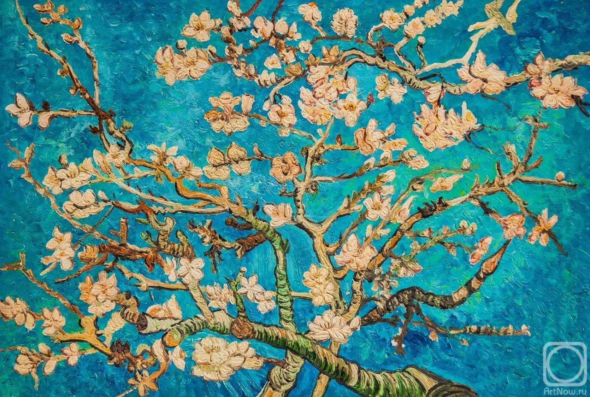 Vlodarchik Andjei. Copy of van Gogh's painting. Branches with Almond Blossom, 1885 (flowering almond branches)