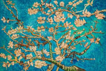 Copy of van Gogh's painting. Branches with Almond Blossom, 1885 (flowering almond branches) (The Blossoming Branches). Vlodarchik Andjei