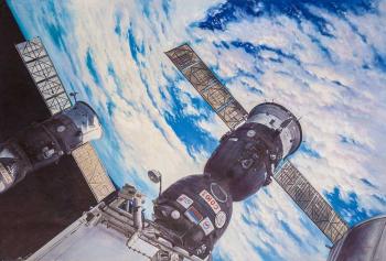 Spaceship Soyuz MS-13. Kamskij Savelij