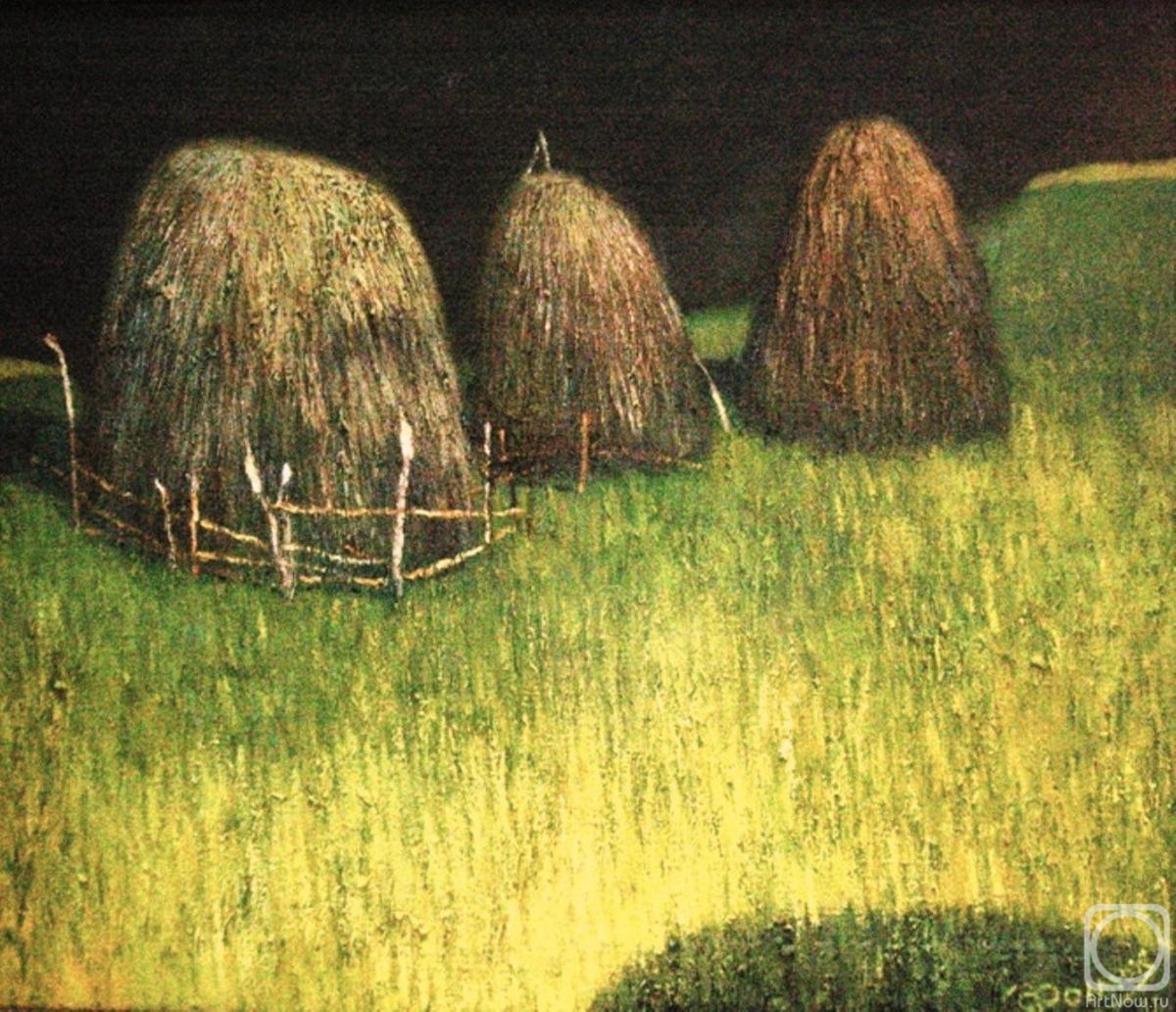 Три стога сена. Картина Сергея Лымаря стога.