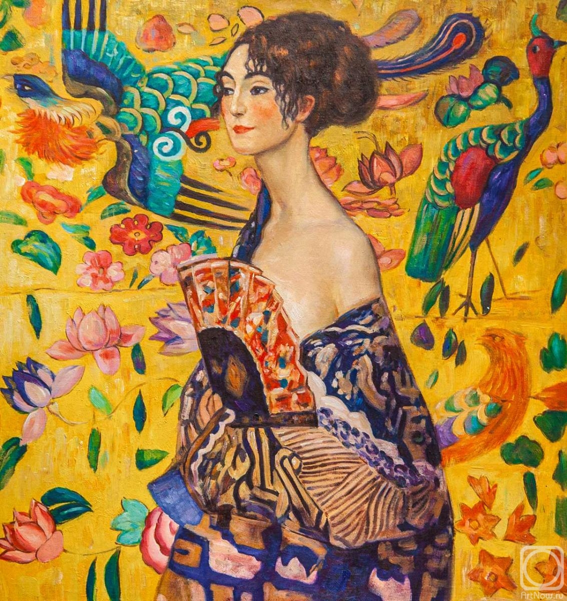 Kamskij Savelij. A copy of Gustav Klimt's painting. Lady with a Fan