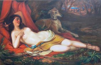 Copy of the painting by Friedrich von Amerling, Sleeping Diana (The Sleeping Girl Sleeping). Kamskij Savelij